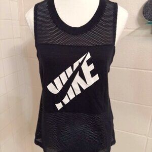NIKE mesh swoosh sleeveless shirt black and white